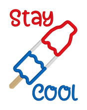 Load image into Gallery viewer, Stay Cool applique &amp; sketch fill versions included (5 sizes) machine embroidery design DIGITAL DOWNLOAD