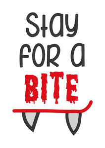 Stay for a bite machine embroidery design (5 sizes included) DIGITAL DOWNLOAD