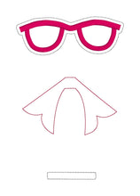 Load image into Gallery viewer, Sunglasses applique ITH Bow (2 hoop sizes included) machine embroidery design DIGITAL DOWNLOAD