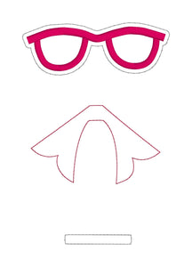 Sunglasses applique ITH Bow (2 hoop sizes included) machine embroidery design DIGITAL DOWNLOAD