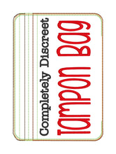 Load image into Gallery viewer, Completely discreet Tampon Bag ITH Bag (4 sizes available) machine embroidery design DIGITAL DOWNLOAD