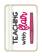 Load image into Gallery viewer, Teaching with flair ITH Bag (4 sizes available) machine embroidery design DIGITAL DOWNLOAD