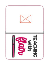 Load image into Gallery viewer, Teaching with flair notebook cover (2 sizes available) machine embroidery design DIGITAL DOWNLOAD