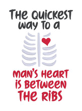 Load image into Gallery viewer, The Quickest Way To A Man&#39;s Heart machine embroidery design (4 sizes included) DIGITAL DOWNLOAD