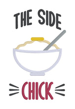Load image into Gallery viewer, The Side Chick applique machine embroidery design (4 sizes included) DIGITAL DOWNLOAD