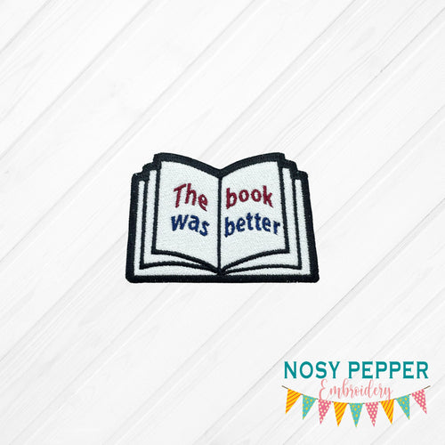 The book was better patch machine embroidery design DIGITAL DOWNLOAD
