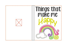Load image into Gallery viewer, Things that make me happy applique notebook cover (2 sizes available) machine embroidery design DIGITAL DOWNLOAD