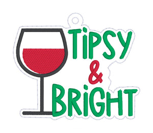 Tipsy & Bright Ornament 4x4 machine embroidery design DIGITAL DOWNLOAD
