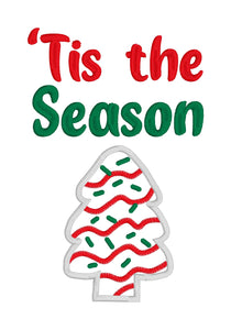 Tis the season applique machine embroidery design (4 sizes included) DIGITAL DOWNLOAD