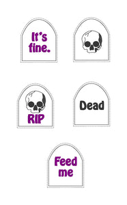 Tombstone Plant Marker Set of 5 designs (multi file included) machine embroidery design DIGITAL DOWNLOAD