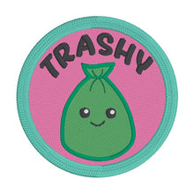 Load image into Gallery viewer, Trashy patch (2 sizes included) machine embroidery design DIGITAL DOWNLOAD