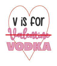 Load image into Gallery viewer, V is for Vodka embroidery design (4 sizes included) DIGITAL DOWNLOAD