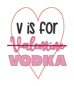 V is for Vodka embroidery design (4 sizes included) DIGITAL DOWNLOAD