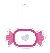 Load image into Gallery viewer, Valentine Candy applique set machine embroidery designs (includes bookmark/bag tag/ornament, eyelet fob and snap tab)