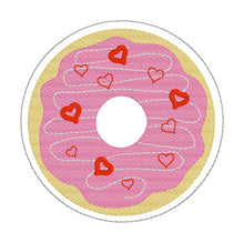 Load image into Gallery viewer, Valentines Donut Coaster machine embroidery design DIGITAL DOWNLOAD
