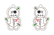 Load image into Gallery viewer, Voodoo Doll ITH Earrings machine embroidery design DIGITAL DOWNLOAD