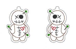 Voodoo Doll ITH Earrings machine embroidery design DIGITAL DOWNLOAD