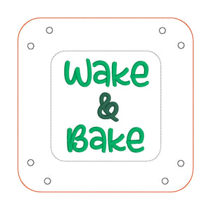 Wake and bake wipe and tray set (2 sizes of wipes & 2 sizes of trays included) machine embroidery design DIGITAL DOWNLOAD
