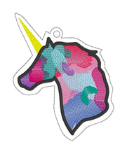 Load image into Gallery viewer, Watercolor Unicorn Bookmark machine embroidery design DIGITAL DOWNLOAD