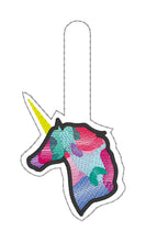 Load image into Gallery viewer, Watercolor Unicorn snap tab (single &amp; multi files included) machine embroidery design DIGITAL DOWNLOAD
