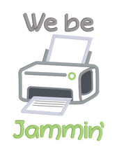 Load image into Gallery viewer, We be jammin&#39; applique machine embroidery design (4 sizes included) DIGITAL DOWNLOAD