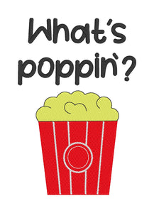 What's poppin'? Machine embroidery design includes sketch and applique version in 5 sizes DIGITAL DOWNLOAD