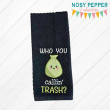 Load image into Gallery viewer, Who you callin&#39; trash? applique machine embroidery design (4 sizes included)