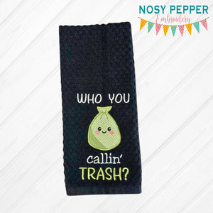 Who you callin' trash? applique machine embroidery design (4 sizes included)