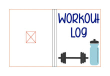 Load image into Gallery viewer, Workout Log notebook cover (2 sizes available) machine embroidery design DIGITAL DOWNLOAD
