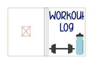 Workout Log notebook cover (2 sizes available) machine embroidery design DIGITAL DOWNLOAD