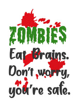Load image into Gallery viewer, Zombies eat Brains machine embroidery design (5 sizes included) DIGITAL DOWNLOAD